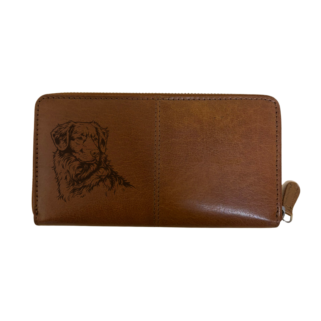 Nova Scotia Duck Tolling Retriever Face Engraved Large Leather Purse