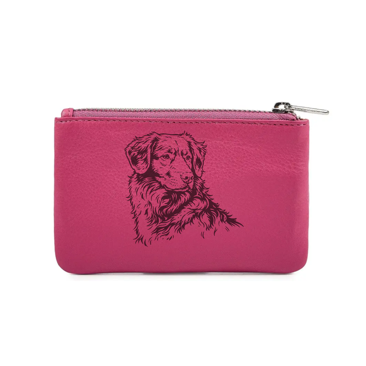 Nova Scotia Duck Tolling Retriever Face Engraved Genuine Leather Coin Purse (Multiple Colour Options)