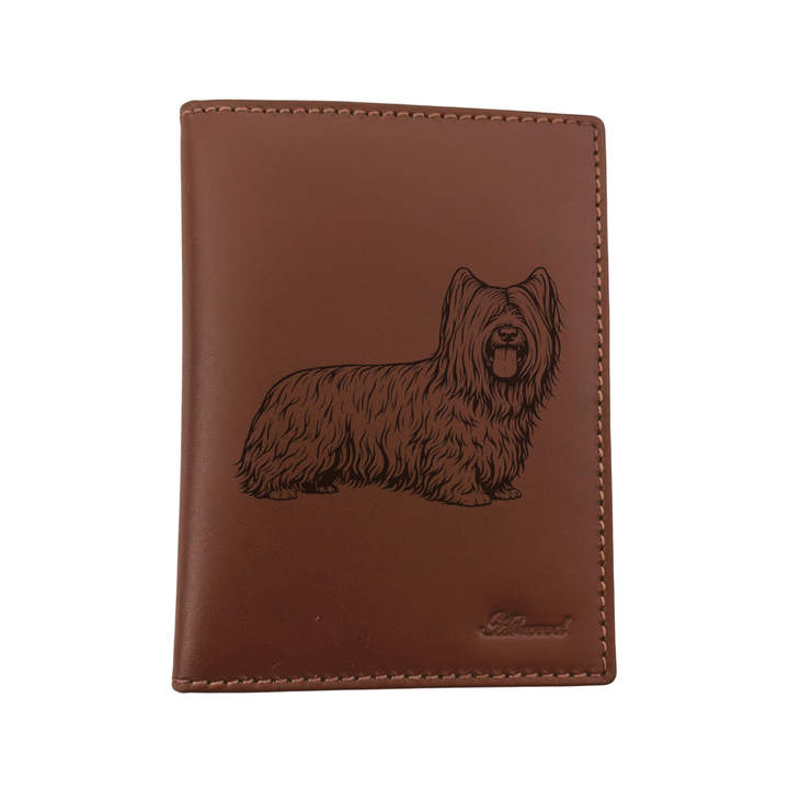 Skye Terrier Standing Engraved Leather Passport Cover