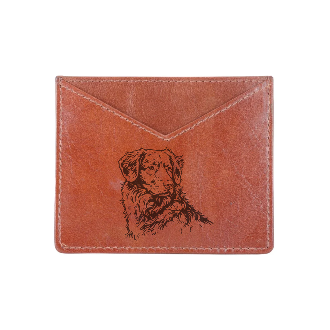 Nova Scotia Duck Tolling Retriever Face Engraved Genuine Leather Cardholder