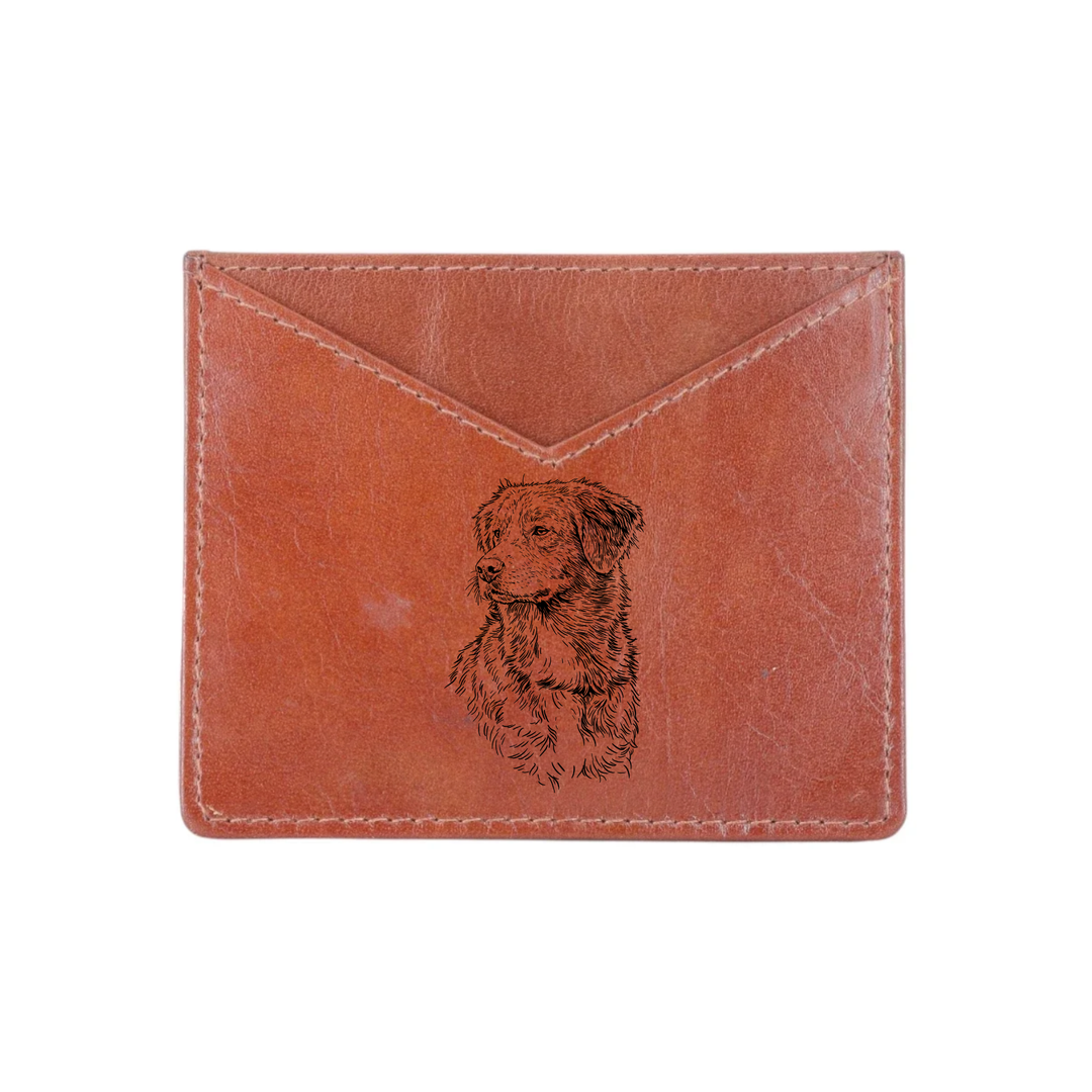 Nova Scotia Duck Tolling Retriever Face & Chest Engraved Genuine Leather Cardholder