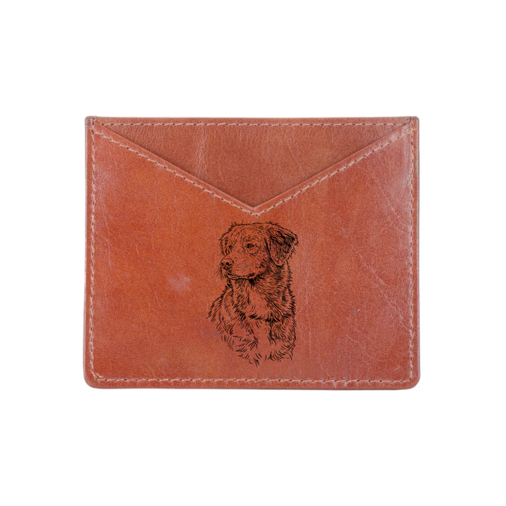 Nova Scotia Duck Tolling Retriever Face & Chest Engraved Genuine Leather Cardholder