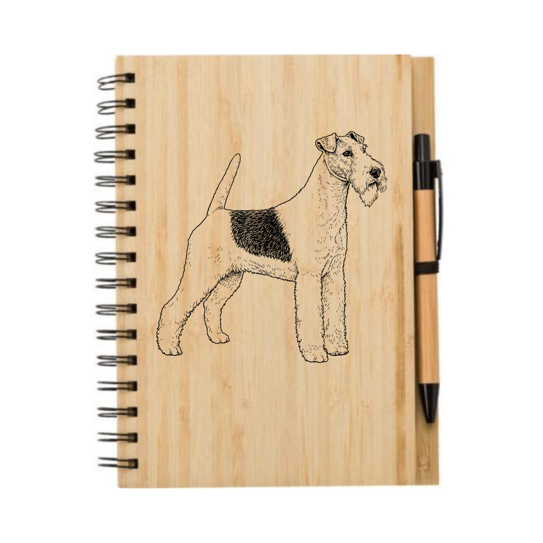 Wire Fox Terrier Standing Illustration Engraved Notebook