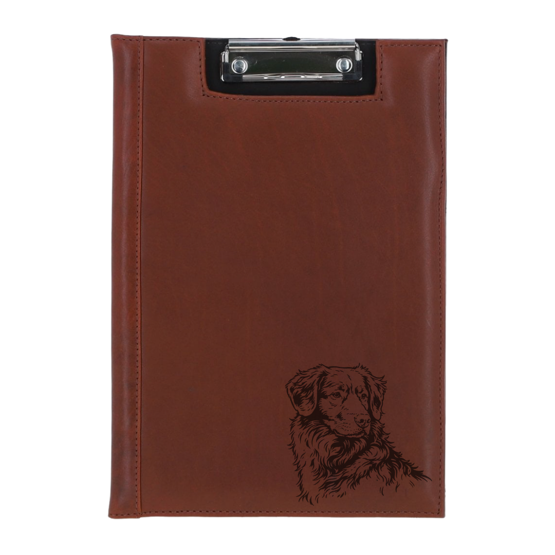 Nova Scotia Duck Tolling Retriever Face Engraved Leather Clipboard
