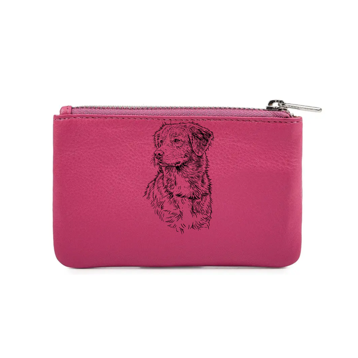 Nova Scotia Duck Tolling Retriever Face & Chest Engraved Genuine Leather Coin Purse (Multiple Colour Options)