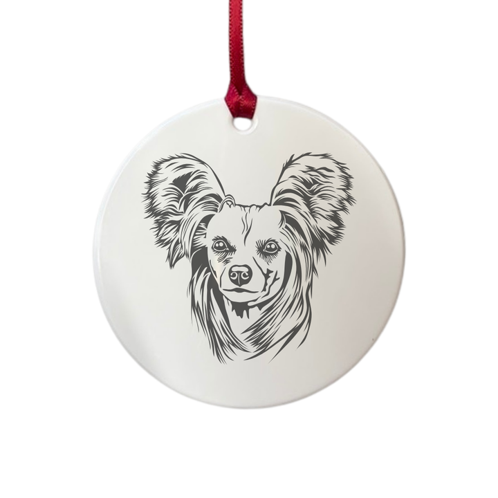 Personalised Chinese Crested Dog Face Engraved White Acrylic Decoration