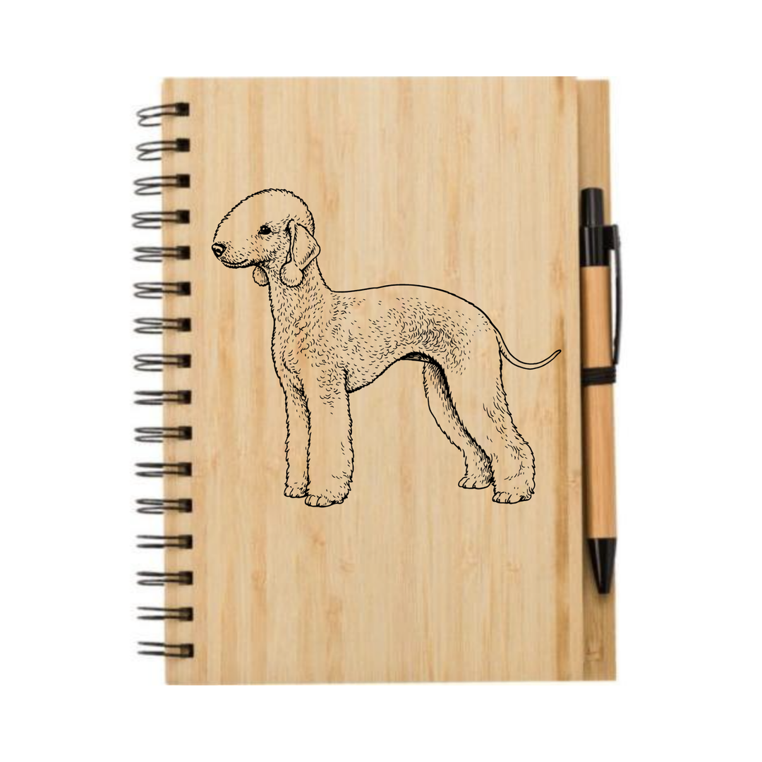 Bedlington Terrier Standing Illustration Engraved Notebook