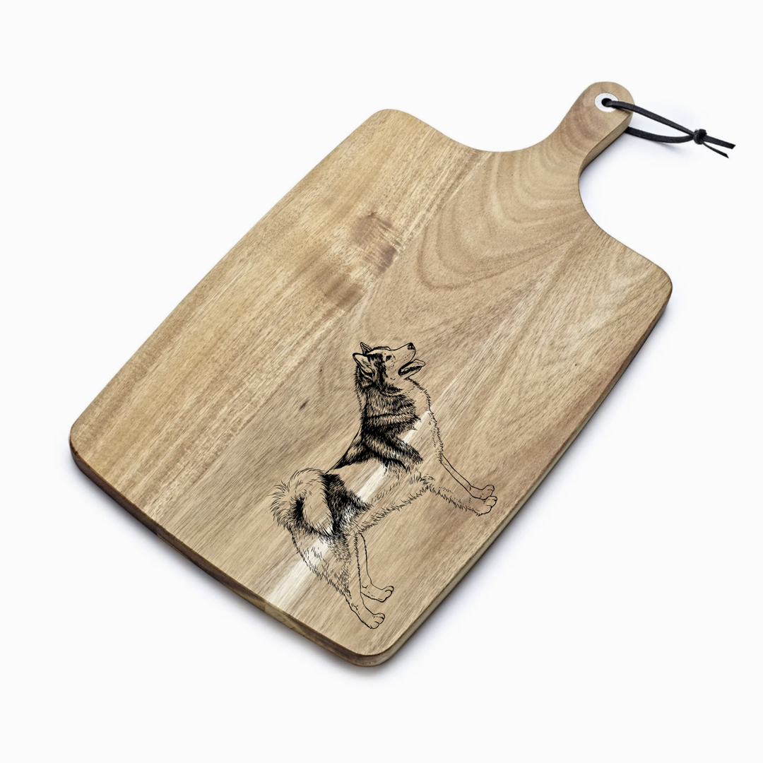 Personalised Canadian Eskimo Dog Standing Engraved Acacia Serving Board