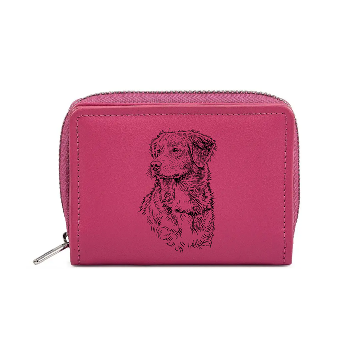 Nova Scotia Duck Tolling Retriever Face & Chest Engraved Small Leather Purse (Green/Pink/Blue/Red)