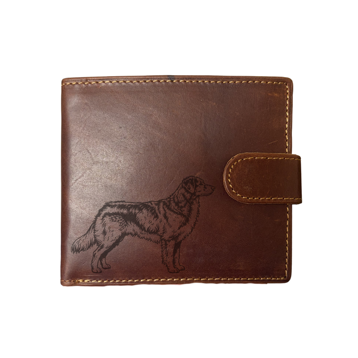Personalised Nova Scotia Duck Tolling Retriever 'Toller' Standing Engraved Dark Tan Genuine Leather Wallet