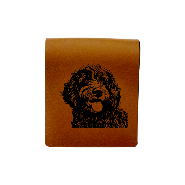 Spanish Water Dog Face Engraved Genuine Leather Magnetic Bookmark