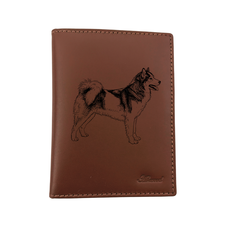 Canadian Eskimo Dog Standing Engraved Leather Passport Cover