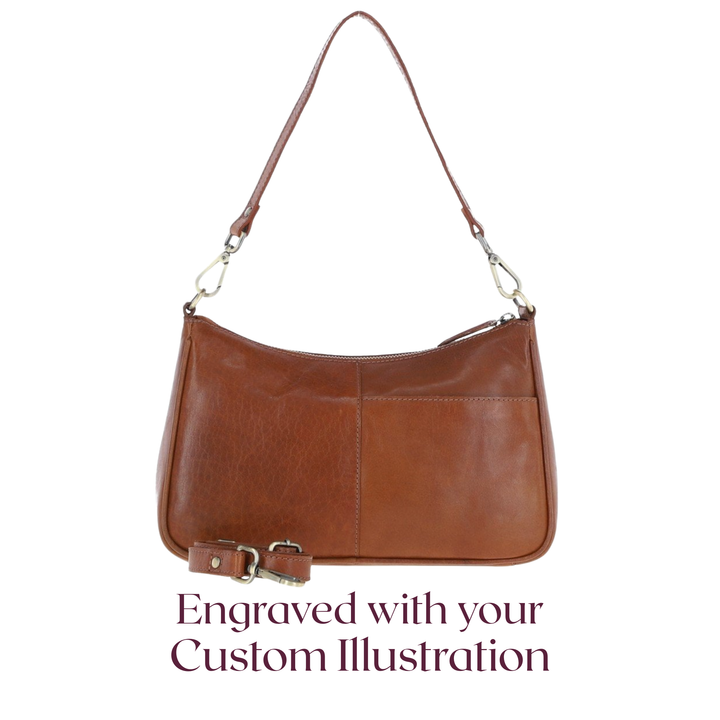 Custom Pet Portrait Engraved Genuine Leather Shoulder Bag