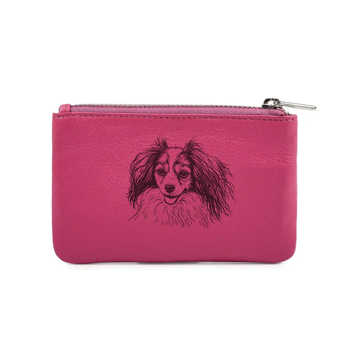 Phalene Face Engraved Genuine Leather Coin Purse (Multiple Colour Options)