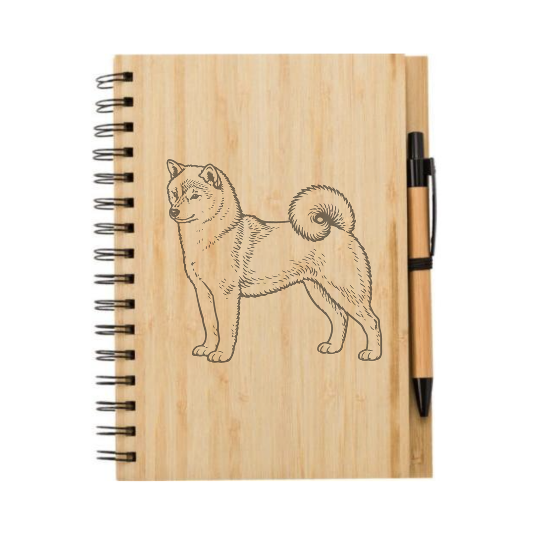 Japanese Shiba-Inu Stand Illustration Engraved Notebook