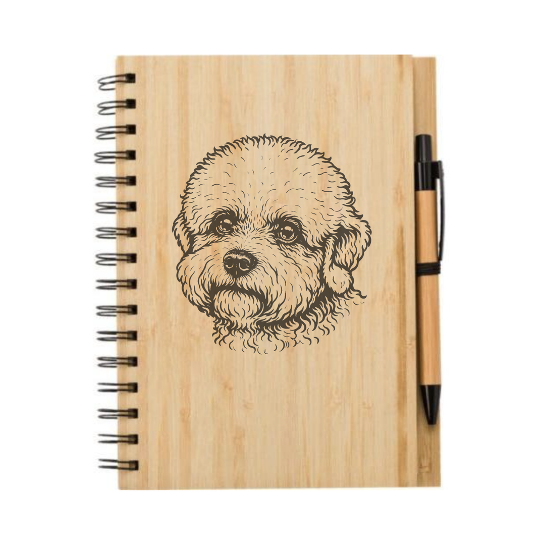 Dandie Dinmont Terrier Face Illustration Engraved Notebook