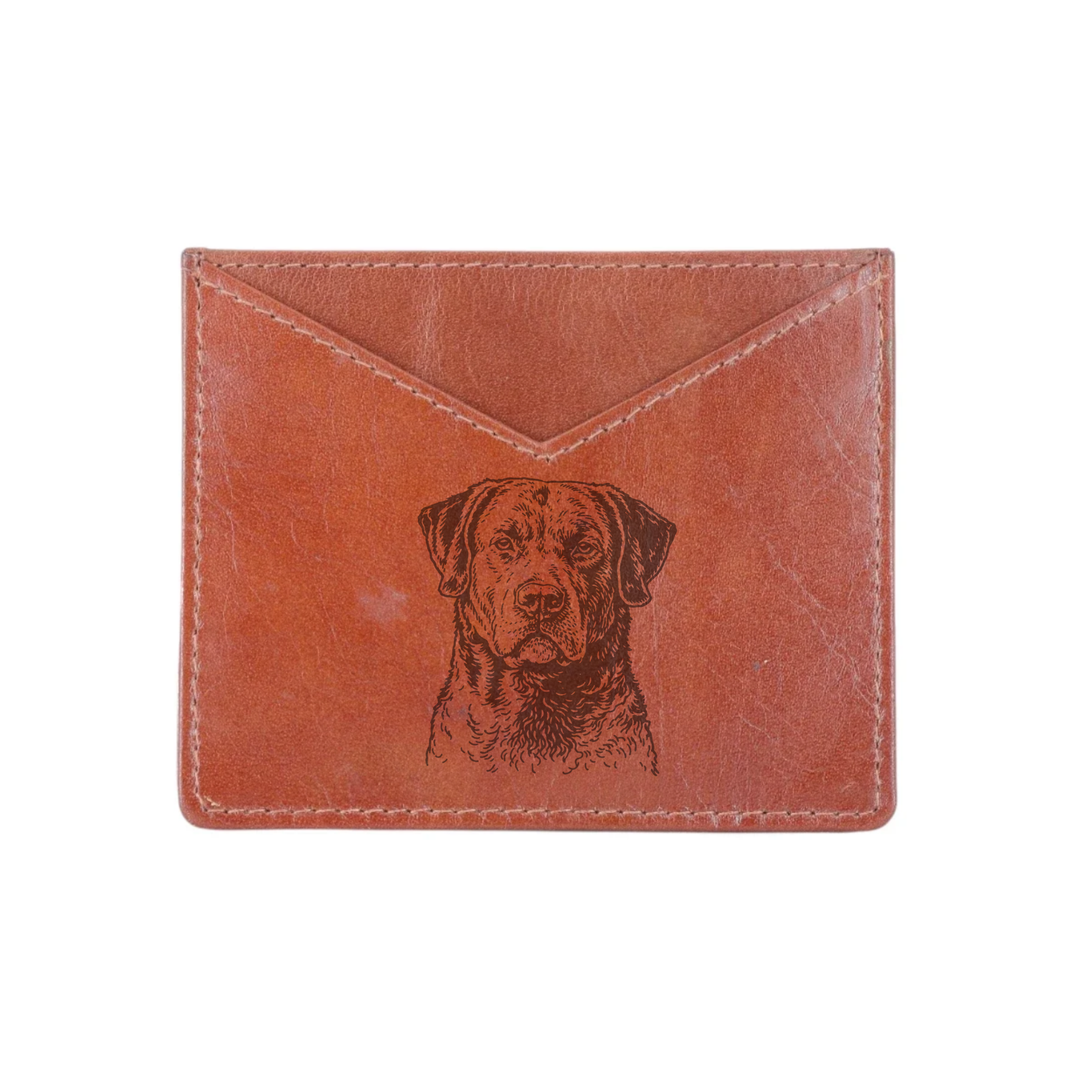 Chesapeake Bay Retriever Face Engraved Genuine Leather Cardholder