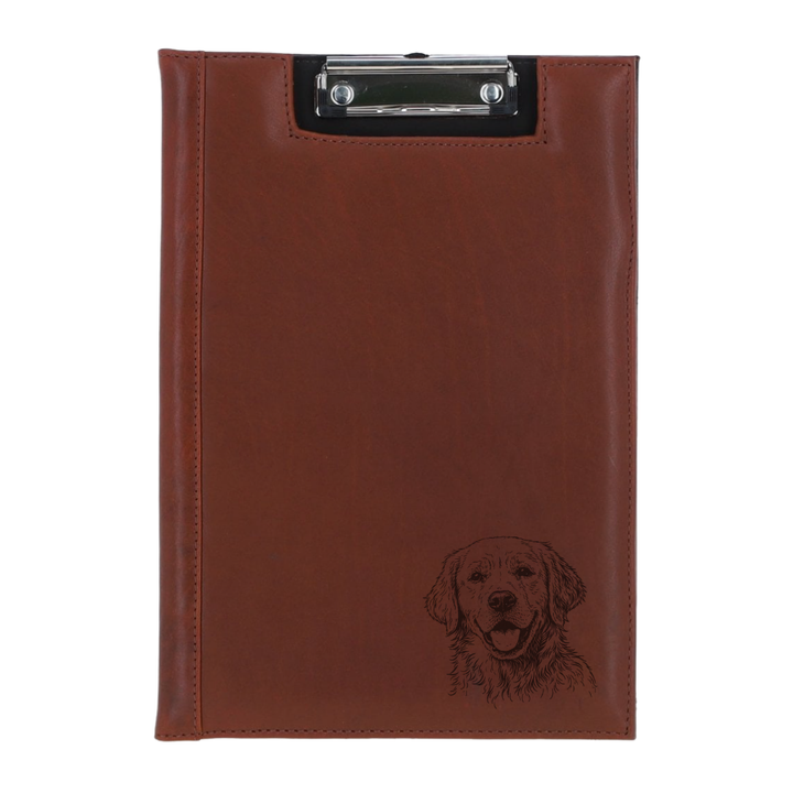Golden Retriever Face Engraved Leather Clipboard