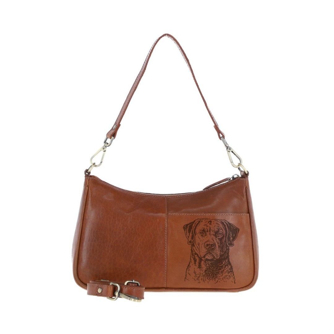 Chesapeake Bay Retriever Face Engraved Genuine Leather Shoulder Bag