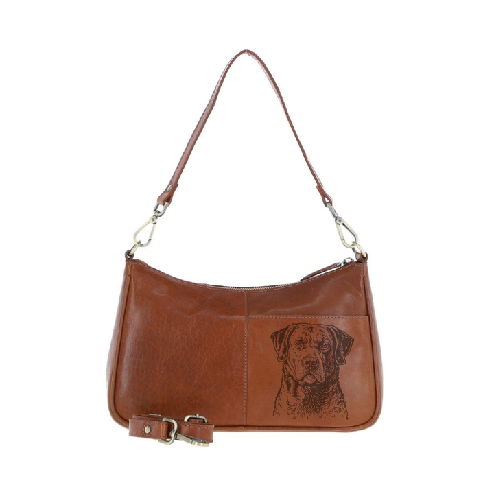 Chesapeake Bay Retriever Face Engraved Genuine Leather Shoulder Bag