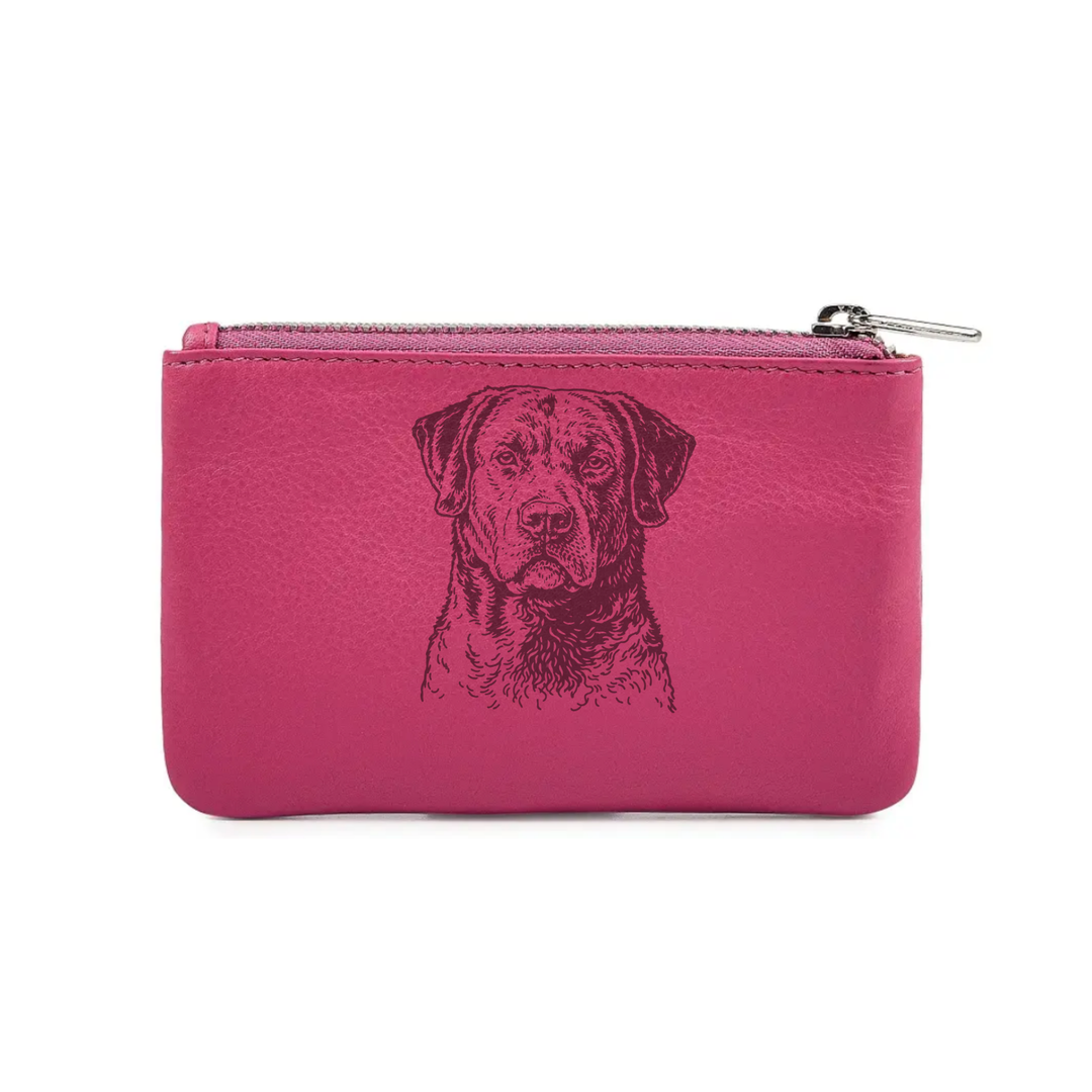 Chesapeake Bay Retriever Face Engraved Genuine Leather Coin Purse (Multiple Colour Options)