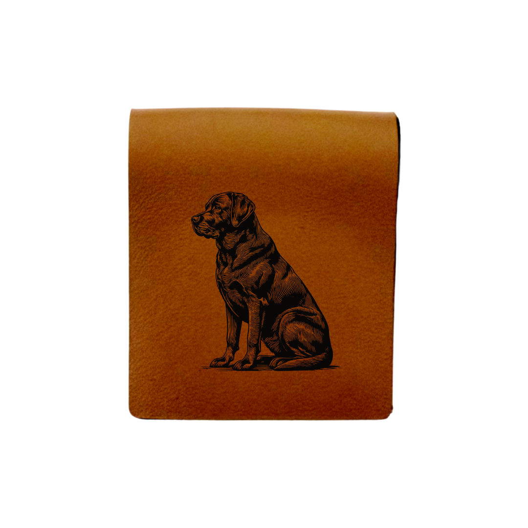 Labrador Sitting Engraved Genuine Leather Magnetic Bookmark