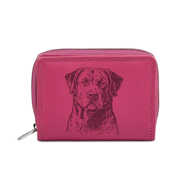 Chesapeake Bay Retriever Face Engraved Small Leather Purse (Green/Pink/Blue/Red)