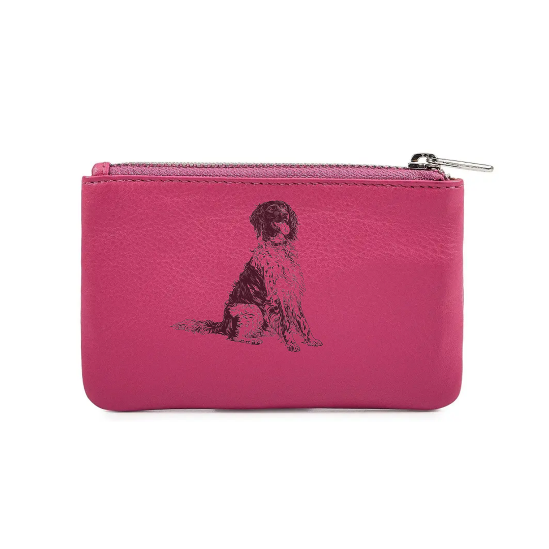 Munsterlander Engraved Genuine Leather Coin Purse (Multiple Colour Options)