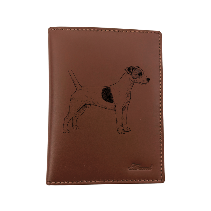 Parson Russell Terrier Standing Engraved Leather Passport Cover