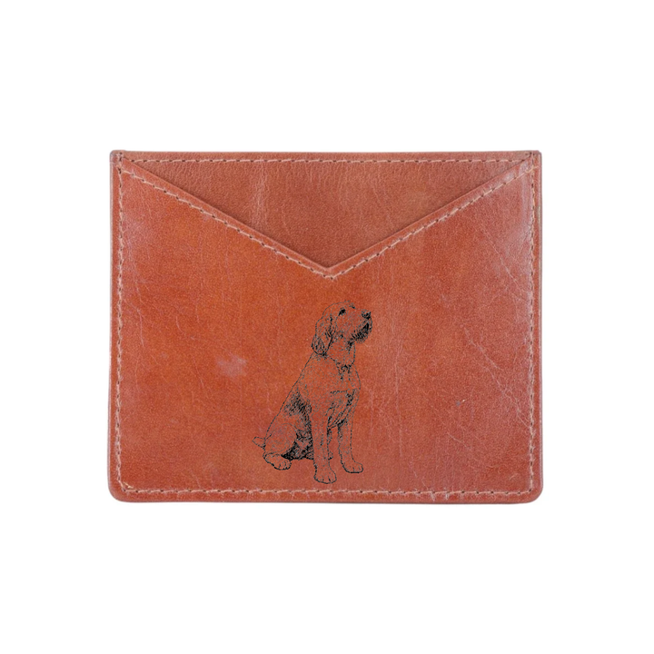 Italian Spinone Sitting Engraved Genuine Leather Cardholder