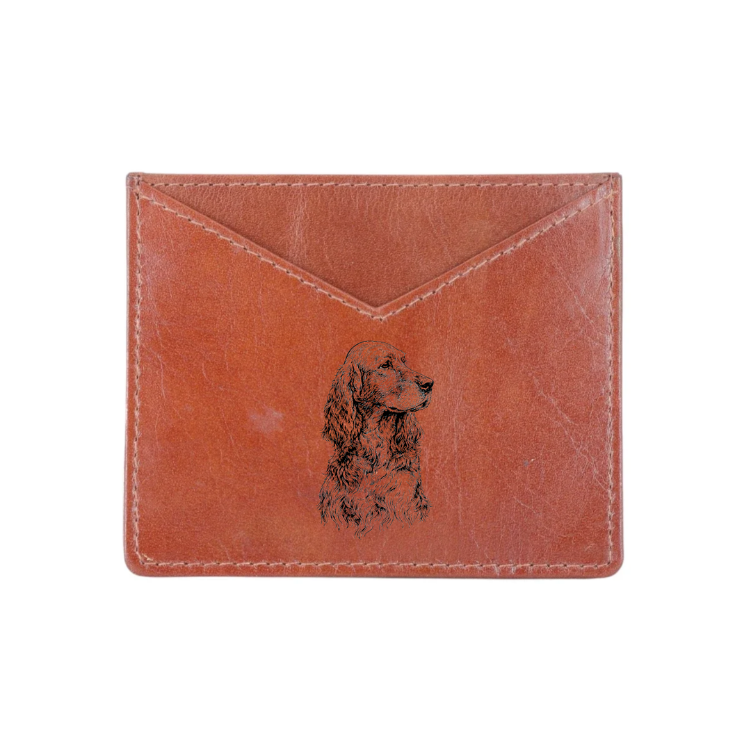 Irish Setter Face Engraved Genuine Leather Cardholder