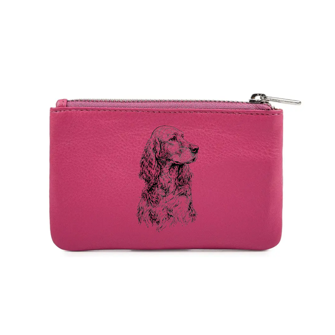 Irish Setter Engraved Genuine Leather Coin Purse (Multiple Colour Options)