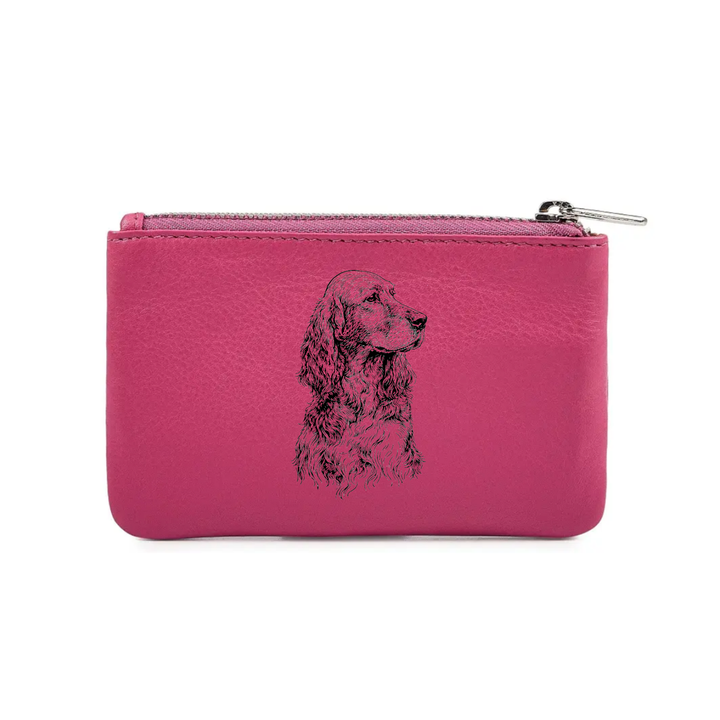 Irish Setter Engraved Genuine Leather Coin Purse (Multiple Colour Options)