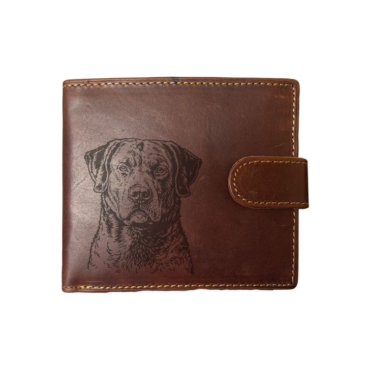 Personalised Chesapeake Bay Retriever Face Engraved Dark Tan Genuine Leather Wallet