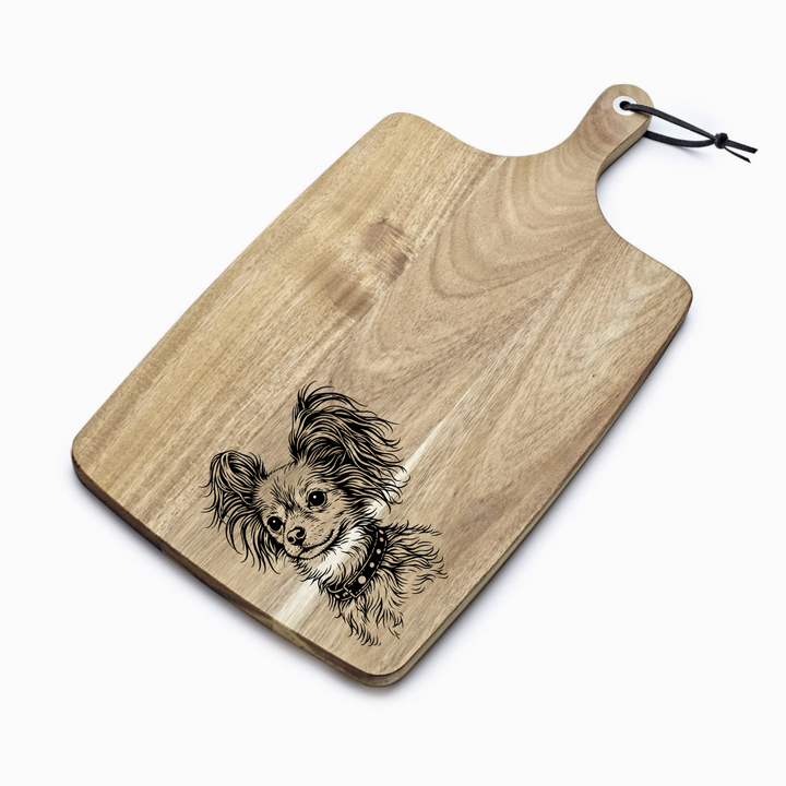 Personalised  Long-Hair Russian Toy Engraved Acacia Serving Board