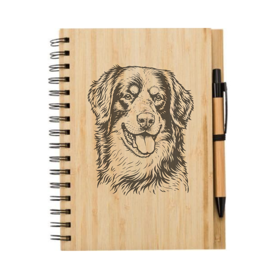 Hovawart Face Illustration Engraved Notebook