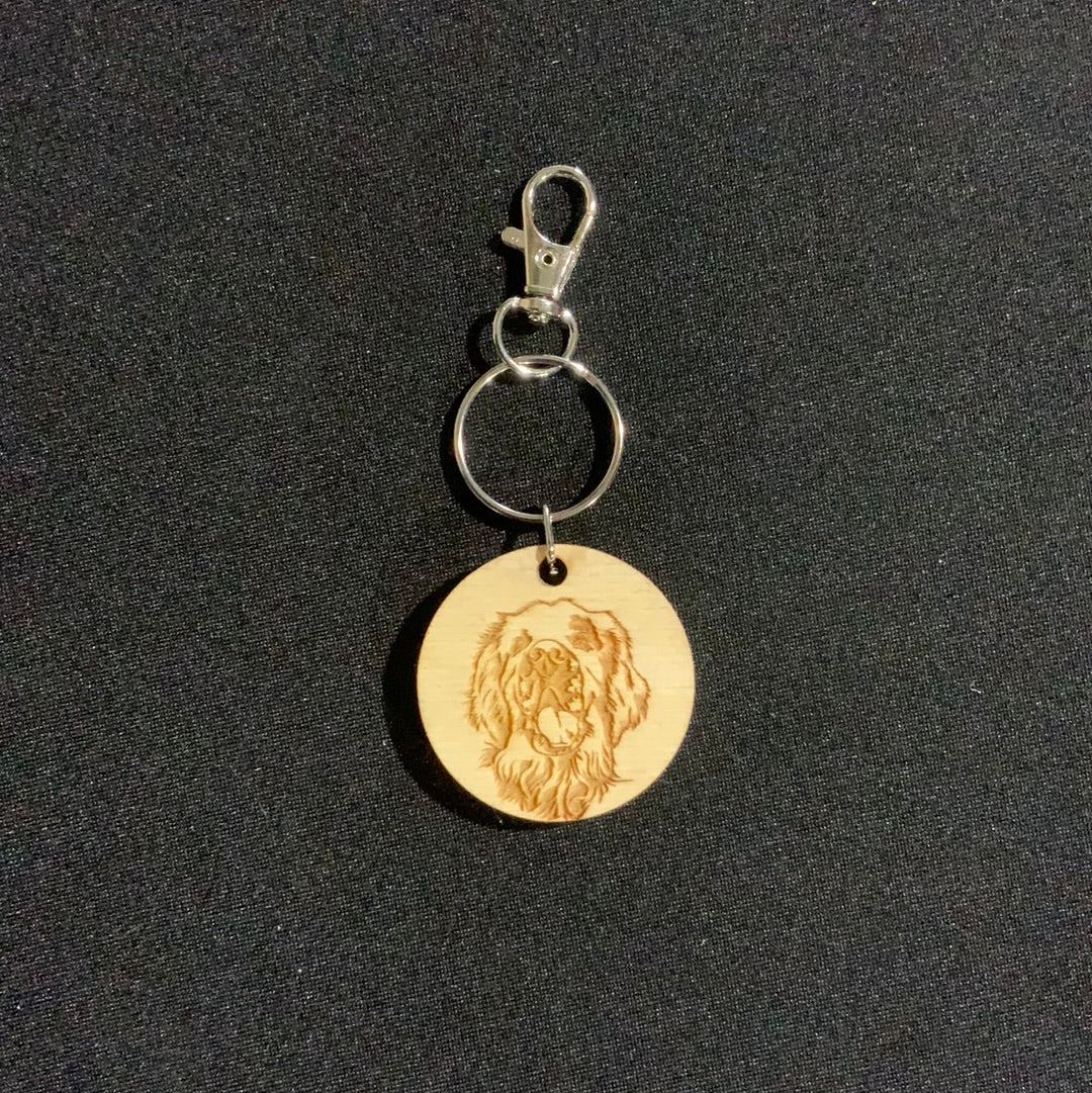 Clumber Spaniel Dog Engraved Wooden Keyring