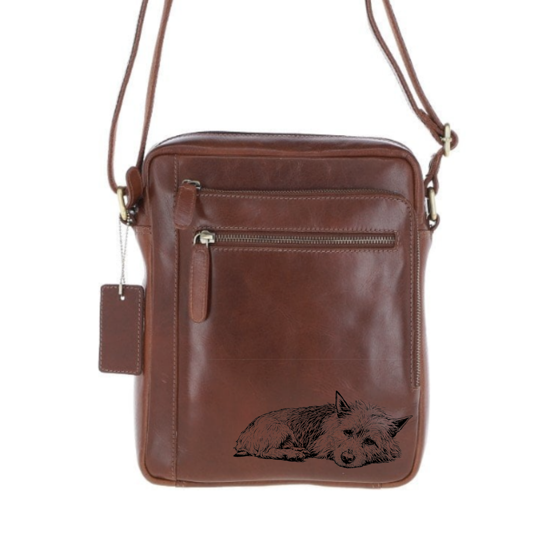 Personalised Australian Terrier LD Engraved Leather Crossbody Bag