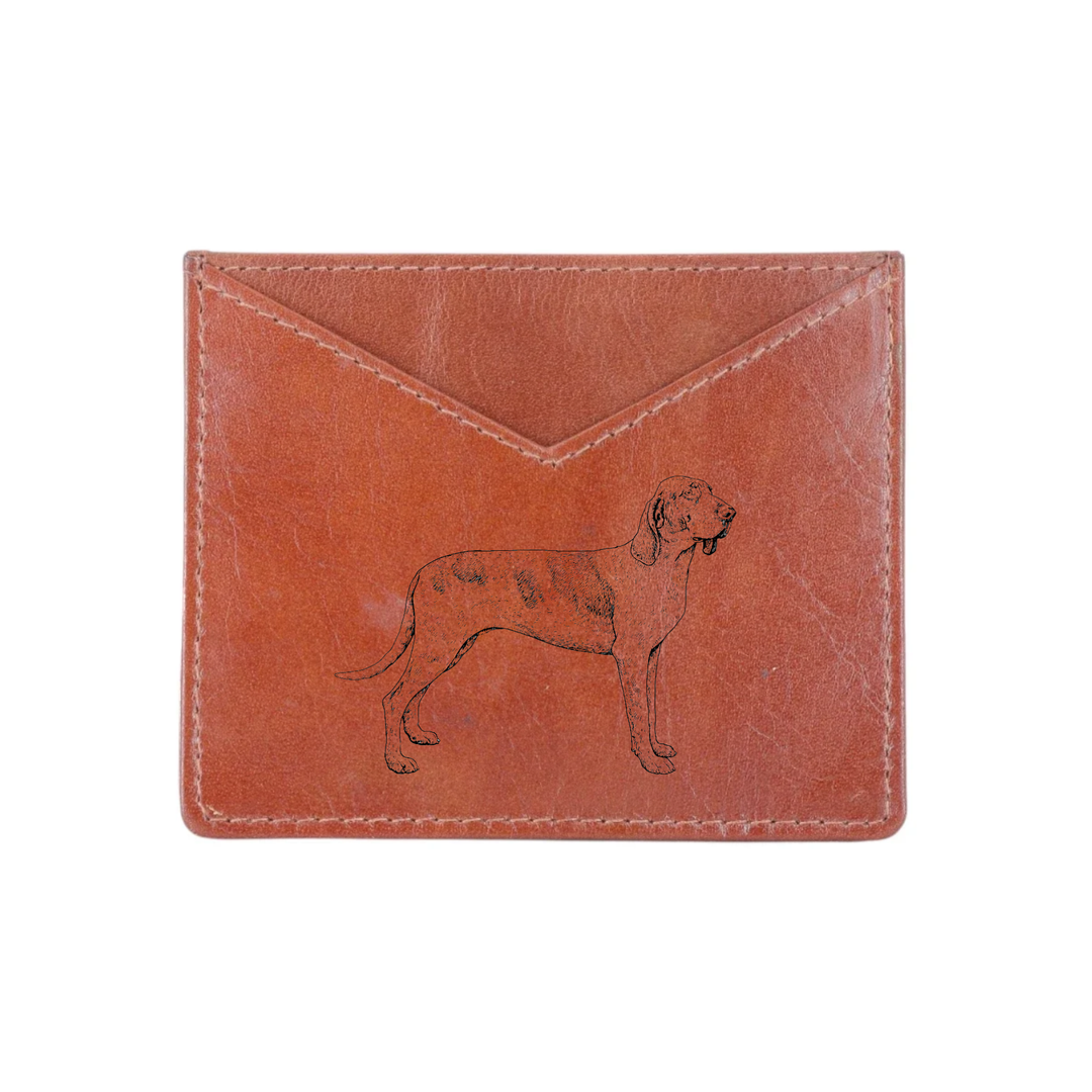 Bracco Italiano Standing Engraved Genuine Leather Cardholder