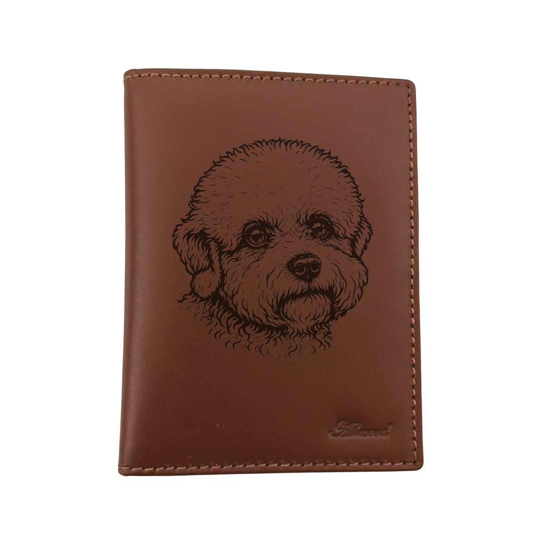 Dandie Dinmont Terrier Face Engraved Leather Passport Cover