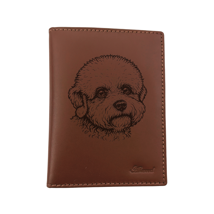Dandie Dinmont Terrier Face Engraved Leather Passport Cover
