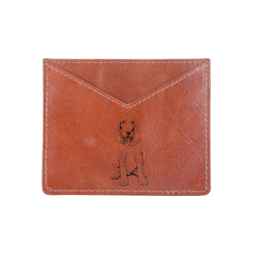 Bracco Italiano Sitting Engraved Genuine Leather Cardholder