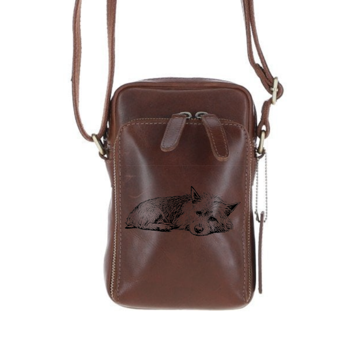 Personalised Australian Terrier LD Leather Compact Crossbody Bag