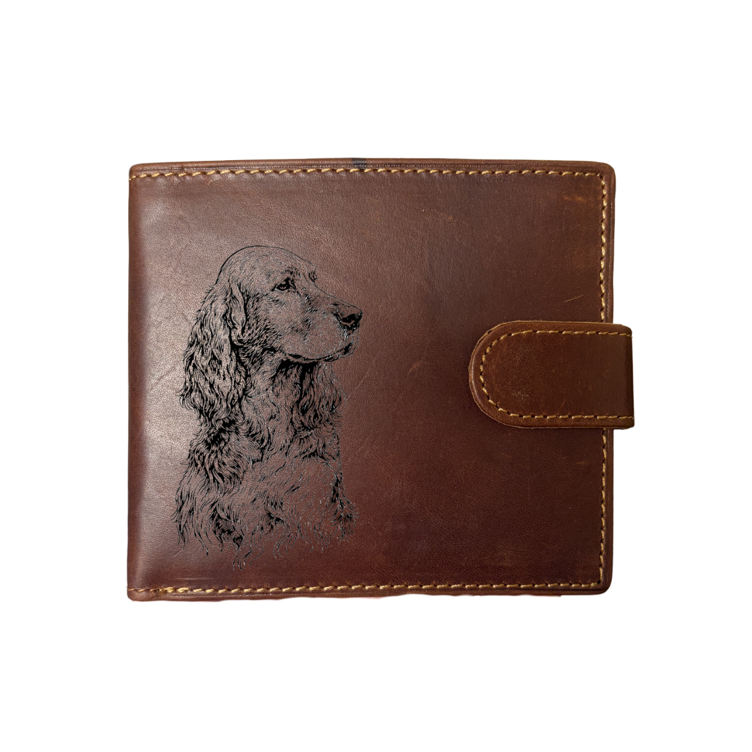 Personalised Irish Setter Engraved Dark Tan Genuine Leather Wallet