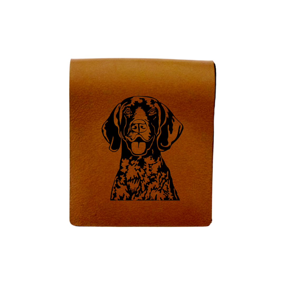 German Shorthaired Pointer Face Engraved Genuine Leather Magnetic Bookmark