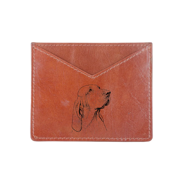 Bracco Italiano Face Engraved Genuine Leather Cardholder