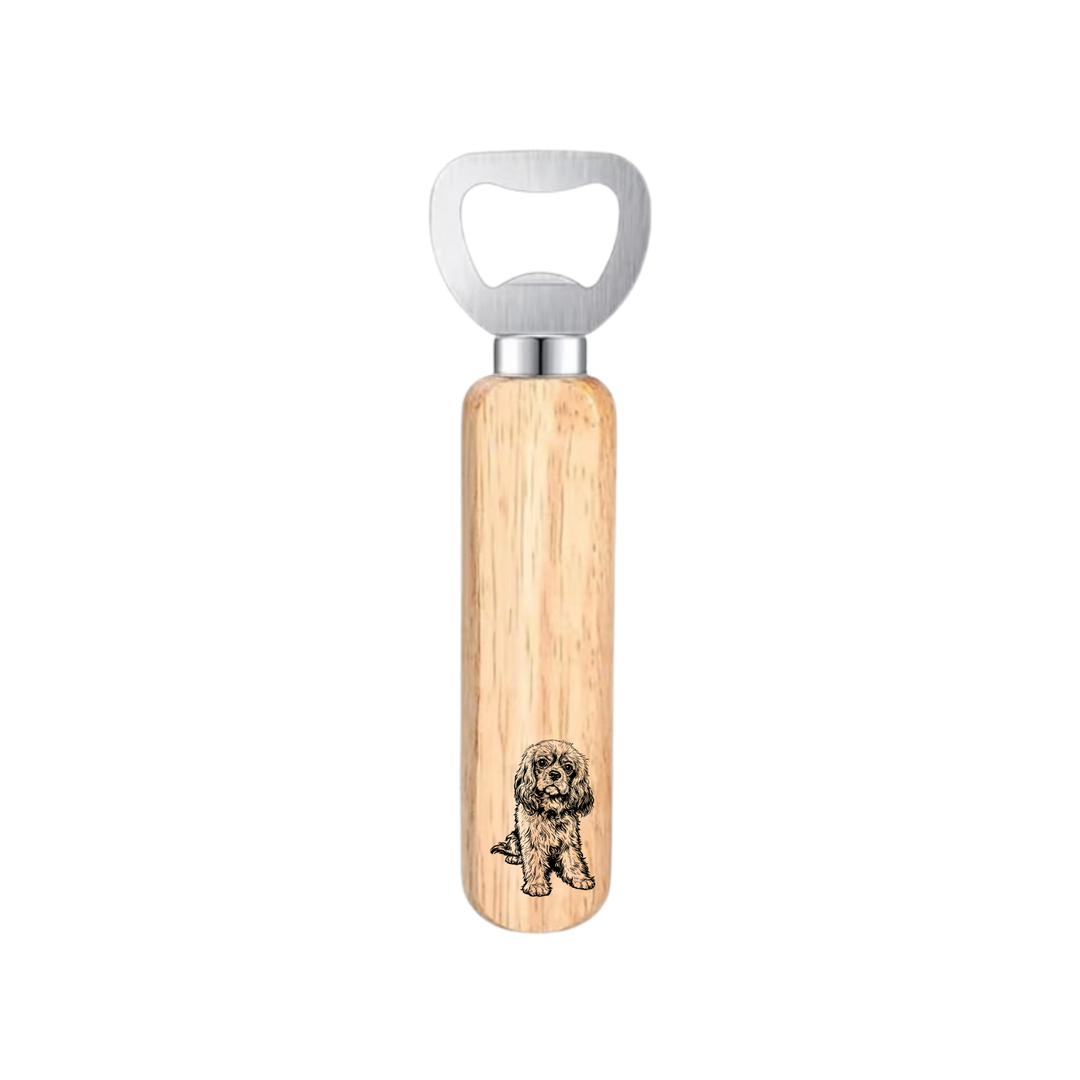 Ruby Cavalier King Charles Spaniel Sitting Engraved Wooden Bottle Opener