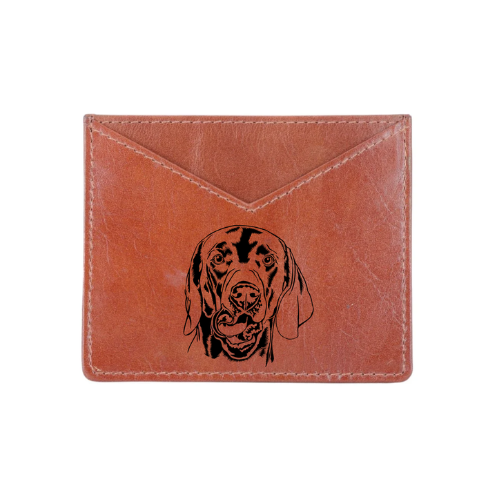 Weimaraner Face Engraved Genuine Leather Cardholder