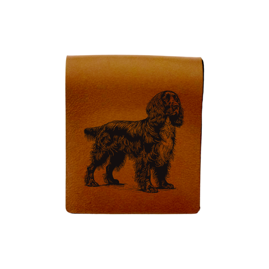 Spaniel Standing Engraved Genuine Leather Magnetic Bookmark