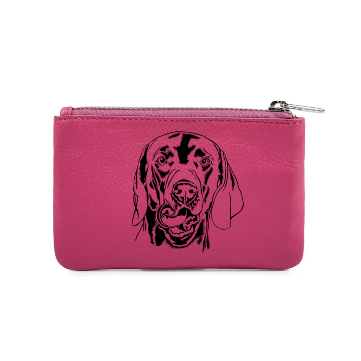 Weimaraner Face Engraved Genuine Leather Coin Purse (Multiple Colour Options)